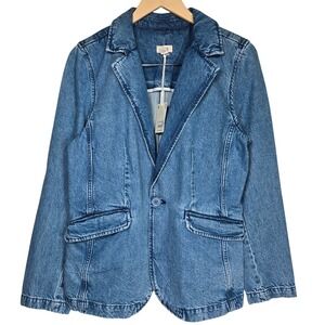 a.n.a Women's Denim Blazer Jacket Medium Wash Size M